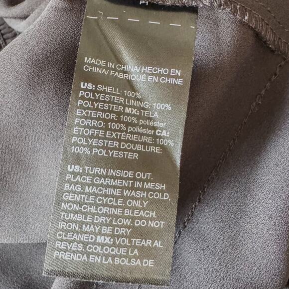 White House Black Market, Smocked Blouson Black/Gold Long Sleeve Mini Dress, XS - Picture 6 of 8